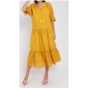 o.p.t. Anthropologie Yellow Eyelet Maxi Dress